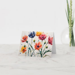 Minimalistisk Wildblommor Splatter Paint-Tack Kort