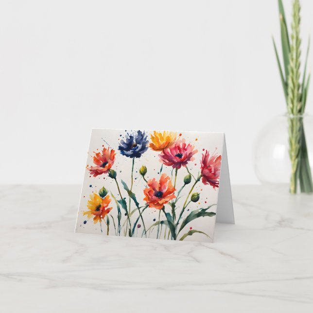 Minimalistisk Wildblommor Splatter Paint-Tack Kort (Framsida)