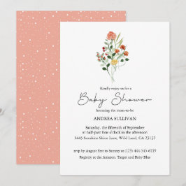 Minimalistisk Wildblomsknappare för persikor Inbjudningar