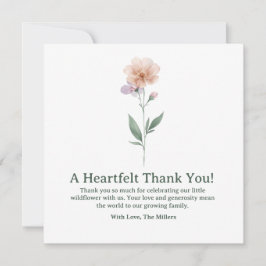 Minimalistisk Wildflower Baby Shower Tacksamhetsko Tack Kort