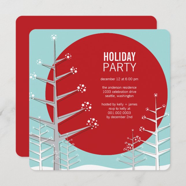 Minimalistisk Winter Wonderland Julfest Inbjudan (Fram/baksida)