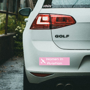 Minimalistisk "Women in Aviation"-typografi, Rosa Bildekal