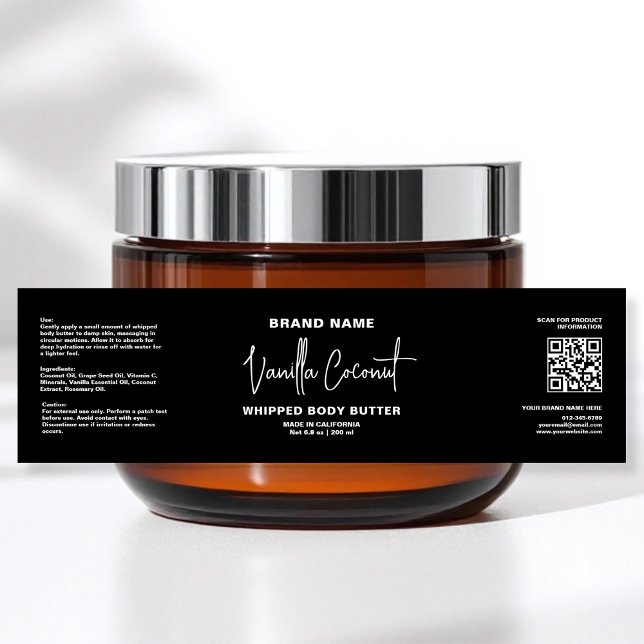 Minimalistisk Wrapper för svart vit kosmetisk Burk Vattenflaskor Etikett (Skapare uppladdad)