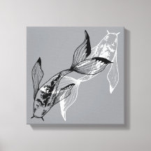 Minimalistisk Yin Yang Koi Fisk Canvastryck