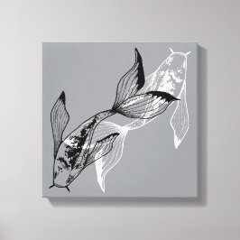Minimalistisk Yin Yang Koi Fisk Canvastryck