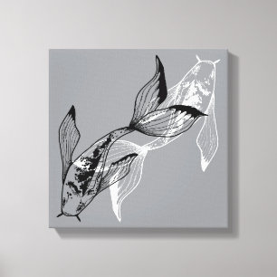 Minimalistisk Yin Yang Koi Fisk Canvastryck