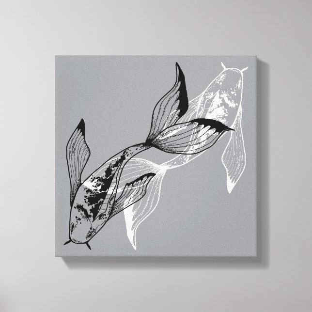 Minimalistisk Yin Yang Koi Fisk Canvastryck (Framsida)