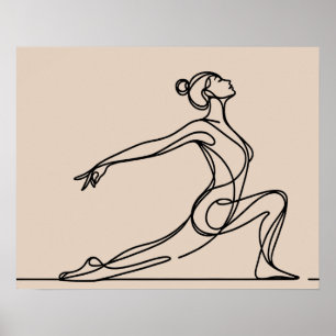 Minimalistisk Yoga Girl - Line Art Poster
