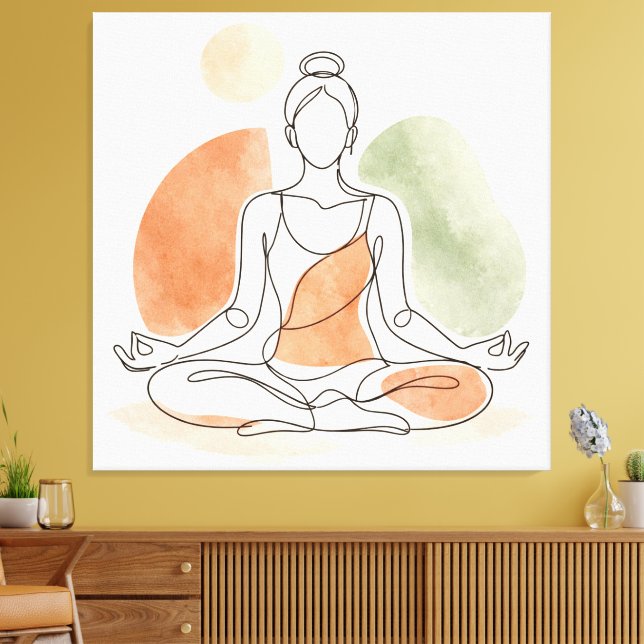 Minimalistisk Yoga Meditation Sträckt Canvas (Insitu (Vardagsrum))