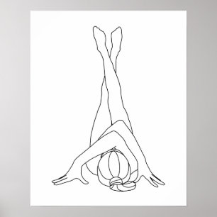 Minimalistisk Yoga Pose One Line Teckning Poster