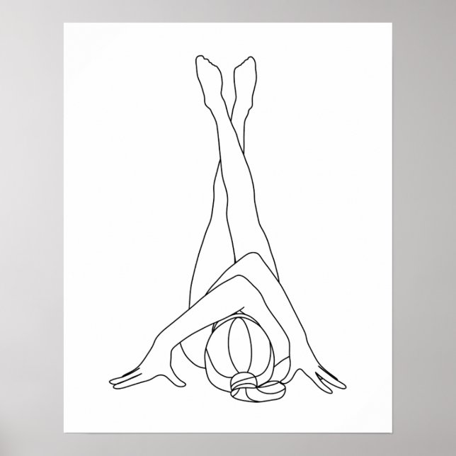 Minimalistisk Yoga Pose One Line Teckning Poster (Framsidan)