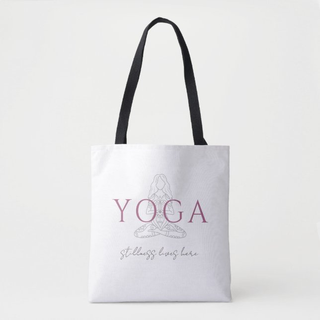 Minimalistisk yogainstruktör lotusposillustration tygkasse (Framsida)
