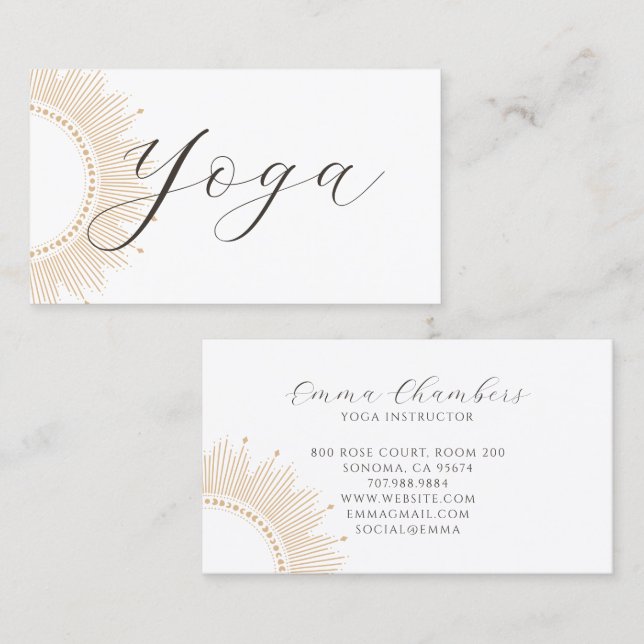 Minimalistisk yogainstruktör lotusposillustration visitkort (Fram/baksida)