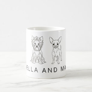 Minimalistisk Yorkie & Chihuahua Anpassat Namn - Kaffemugg