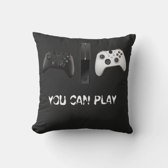 Minimalistisk "You Can Play" Spelkontroll  Kudde (Framsida)