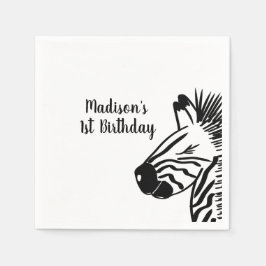 Minimalistisk Zebrafyrkant Zoo Safariparty Pappersservett