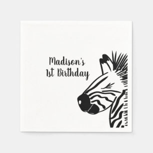 Minimalistisk Zebrafyrkant Zoo Safariparty Pappersservett