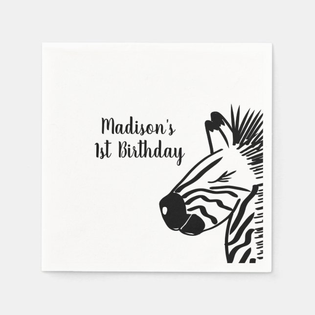 Minimalistisk Zebrafyrkant Zoo Safariparty Pappersservett (Framsidan)