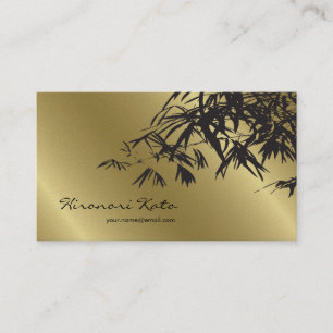 Minimalistisk Zen Asiatiskt Guld Och Svarta Bambu  Visitkort