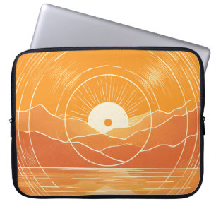 Minimalistisk Zen Berg Ocean Retro Solnedgång Laptop Fodral