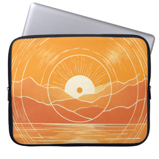 Minimalistisk Zen Berg Ocean Retro Solnedgång Laptop Fodral