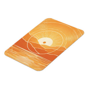 Minimalistisk Zen Berg Ocean Retro Solnedgång Magnet