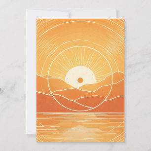 Minimalistisk Zen Berg Ocean Retro Solnedgång Meddelande