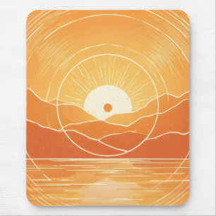 Minimalistisk Zen Berg Ocean Retro Solnedgång Musmatta