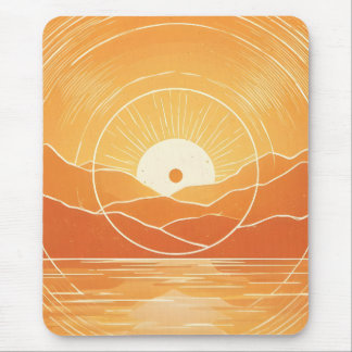 Minimalistisk Zen Berg Ocean Retro Solnedgång Musmatta