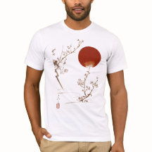Minimalistisk Zen Japansk Sol och Plommon Gren Des