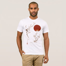 Minimalistisk Zen Japansk Sol och Plommon Gren Des T Shirt
