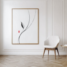 Minimalistisk Zen Löv - japansk Bläck Art-utskrift Perfect Poster