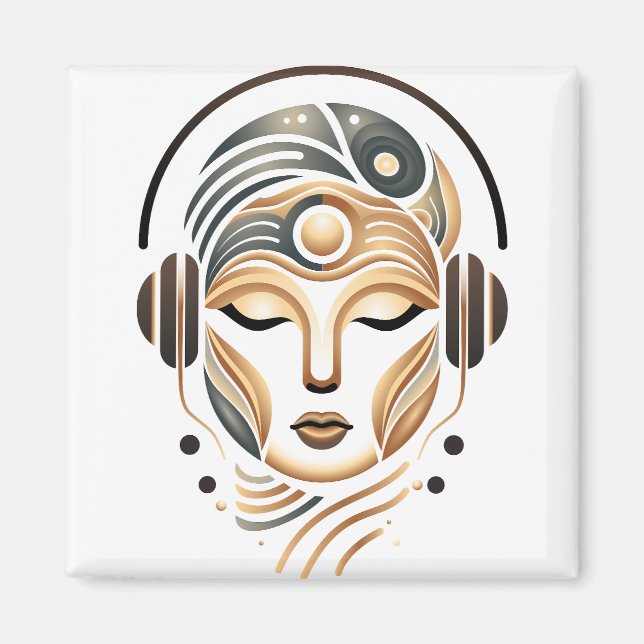 Minimalistisk Zen-musik Gudinna Geometrisk Abstrak Magnet (Framsidan)