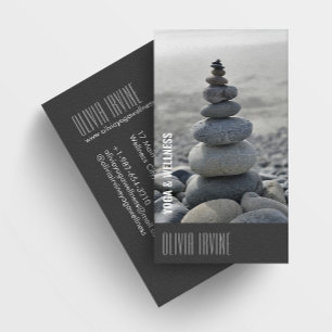 Minimalistisk Zen Stones Yoga & Hälsa Black Visitkort