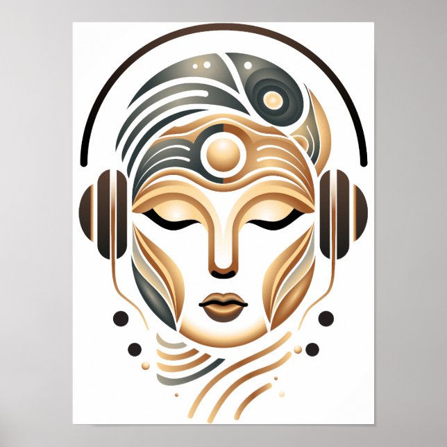 Minimalistisk Zenmusik Gudinna Geometrisk Abstrakt Poster (Framsidan)