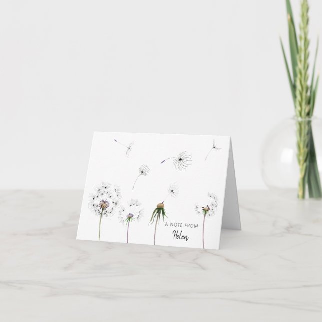 Minimalistiska akvarellmaskros önskebrevkort tack kort (Framsida)