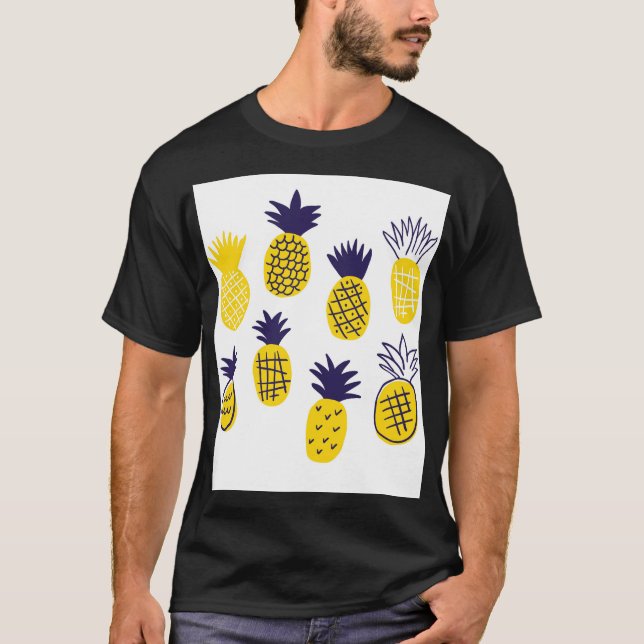 Minimalistiska ananas, färgstark abstrakt design. t shirt (Framsida)