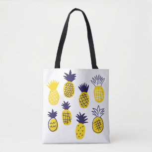 Minimalistiska ananas, färgstark abstrakt design. tygkasse