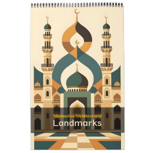 Minimalistiska arkitektoniska landmärken kalender