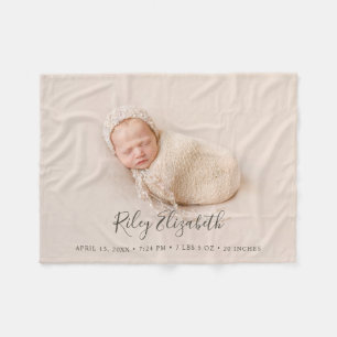 Minimalistiska Baby Namn-födelsetter och nyfödda f Fleecefilt