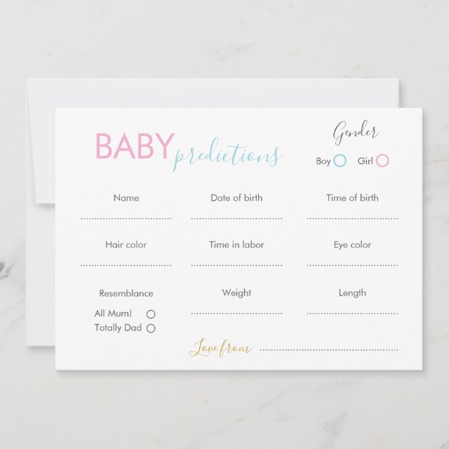 Minimalistiska babyförutsägelsekort inbjudningar (Framsida)