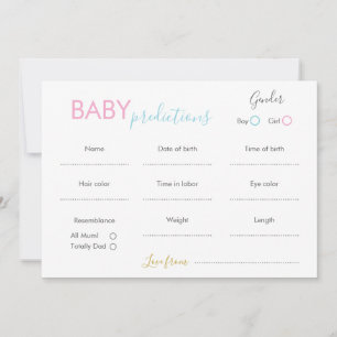 Minimalistiska babyförutsägelsekort inbjudningar