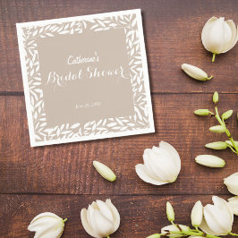 Minimalistiska Beige Blad Bröllopsfest Pappersservett