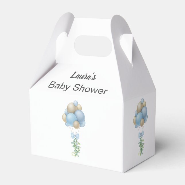 Minimalistiska blå ballonger pojke babyfirande presentaskar (Framsidan Sidan)