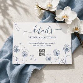 Minimalistiska blå blommande bröllopsdetaljer tilläggskort