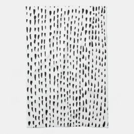 Minimalistiska bläckpunkter streckade svarta vita kökshandduk