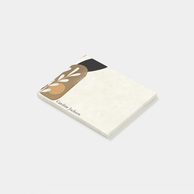 Minimalistiska blad och sten personlig post-it block (Vinklad)