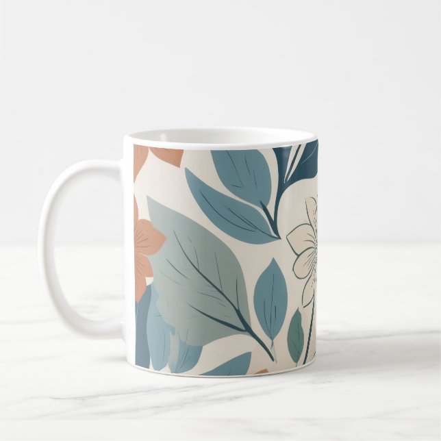 Minimalistiska blomblad kaffemugg (Vänster)
