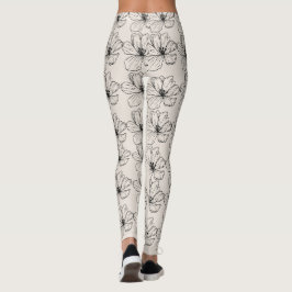 Minimalistiska blomlinjekonststrumpbyxor leggings