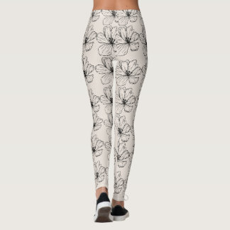 Minimalistiska blomlinjekonststrumpbyxor leggings
